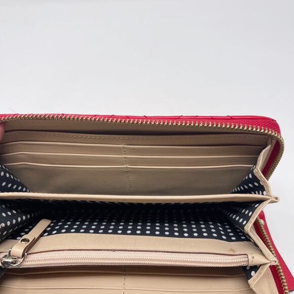 Kate Spade Red Leather Quilted Astor Court Neda Wallet Accordion Zip Around - Picture 11 of 15